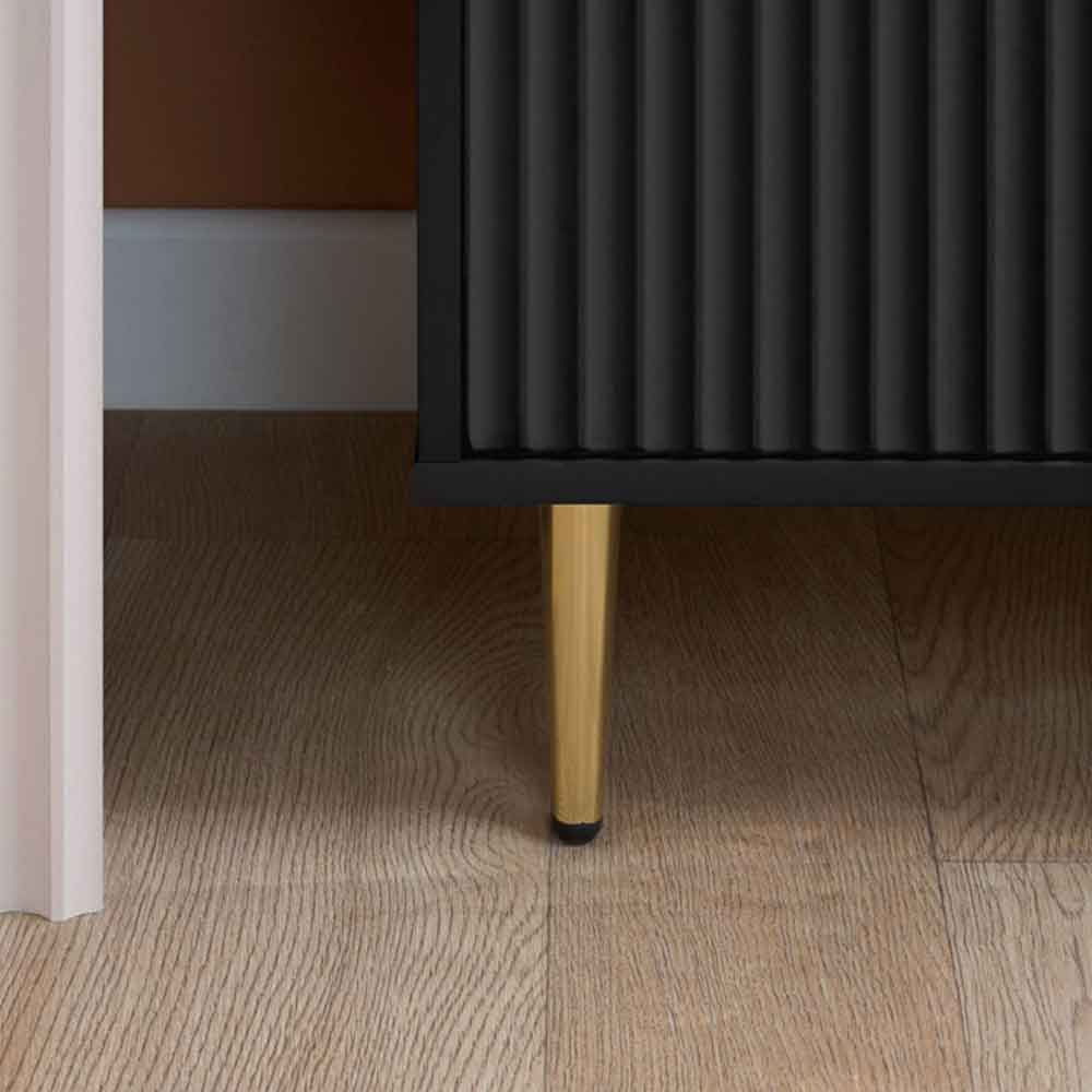 Solvian Wooden Fluted Wardrobe with 2 Doors in Black