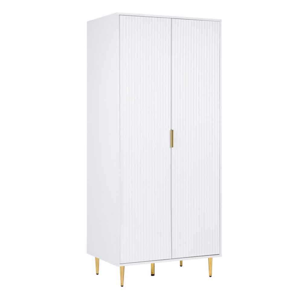Solvian Wooden Fluted Wardrobe with 2 Doors in White