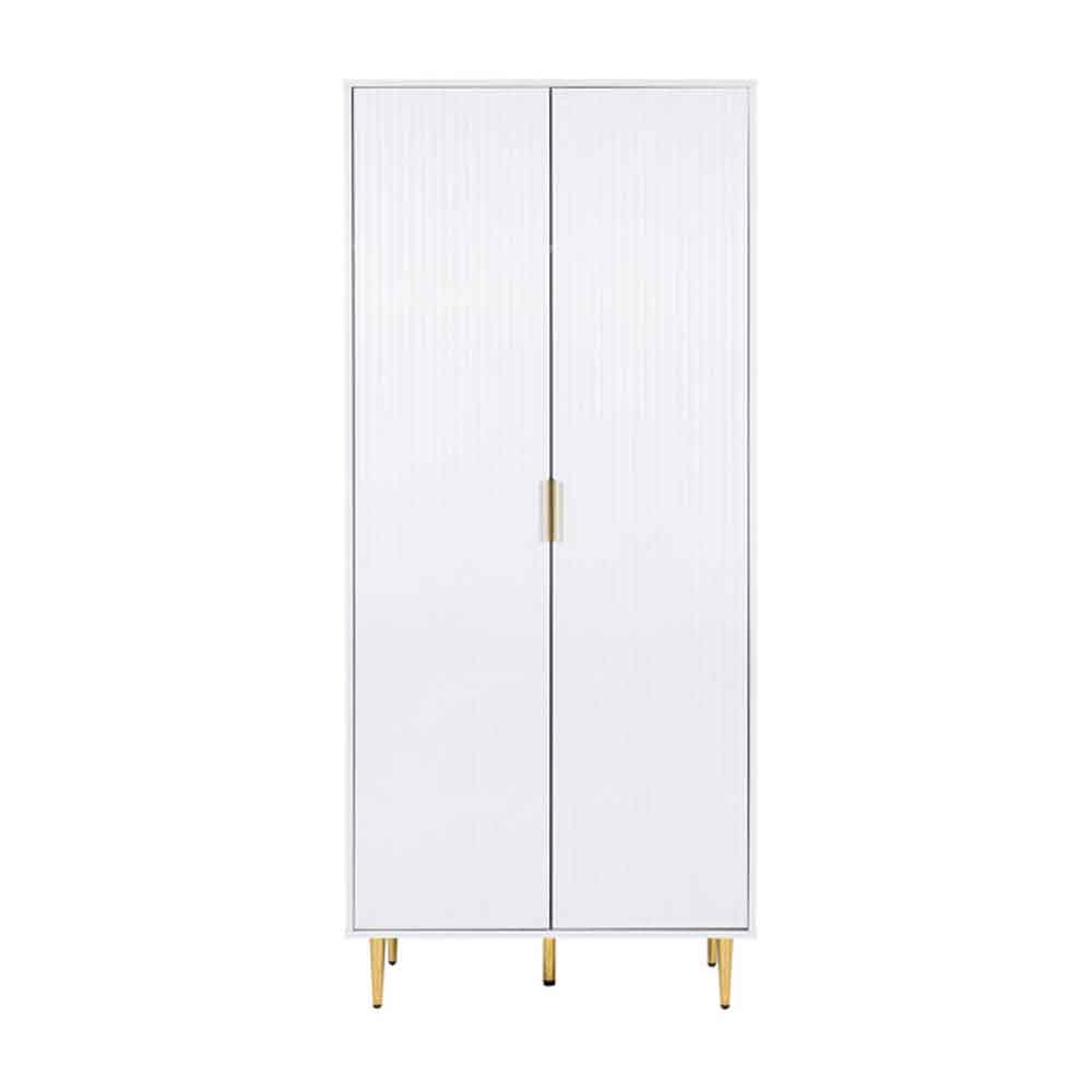 Solvian Wooden Fluted Wardrobe with 2 Doors in White