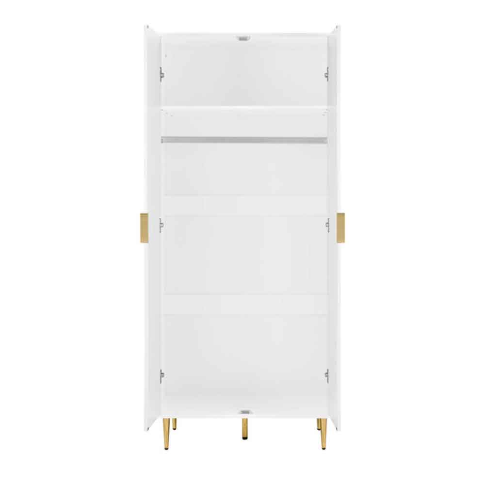 Solvian Wooden Fluted Wardrobe with 2 Doors in White