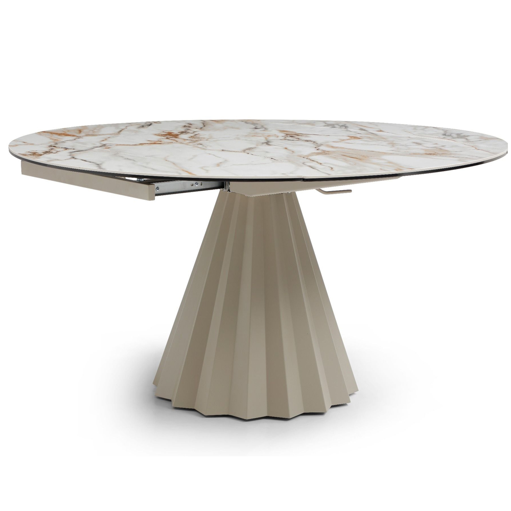 Solviro Sunset Vein Ceramic Top Extending Dining Table with Champagne Base