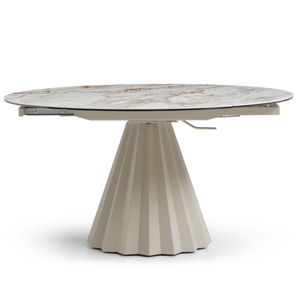 Solviro Sunset Vein Ceramic Top Extending Dining Table with Champagne Base