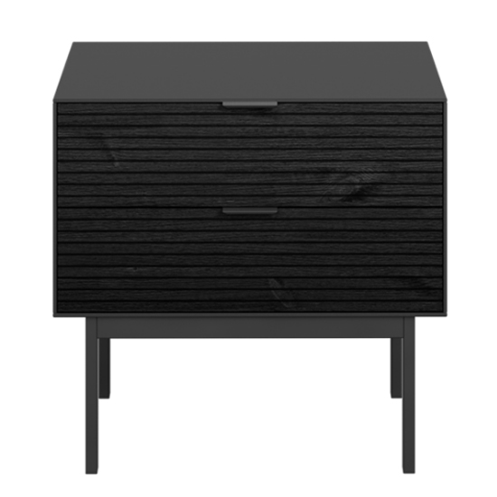 Soma Wooden Bedside In Black With 2 Drawers FiF