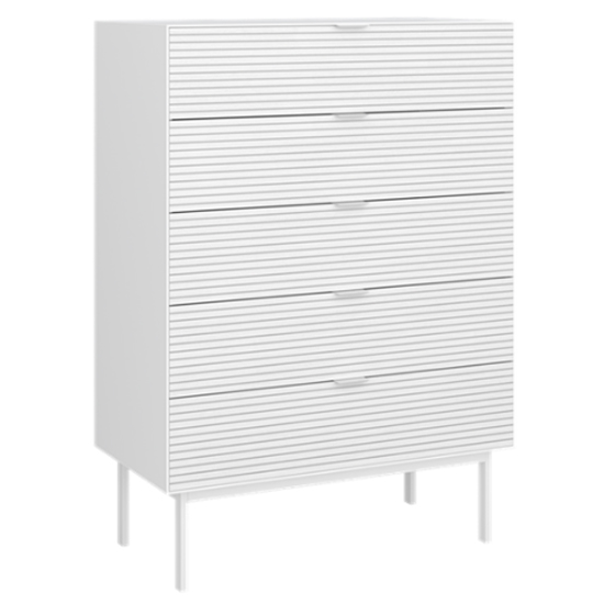 Soma Wooden Chest Of Drawers In White With 5 Drawers FiF