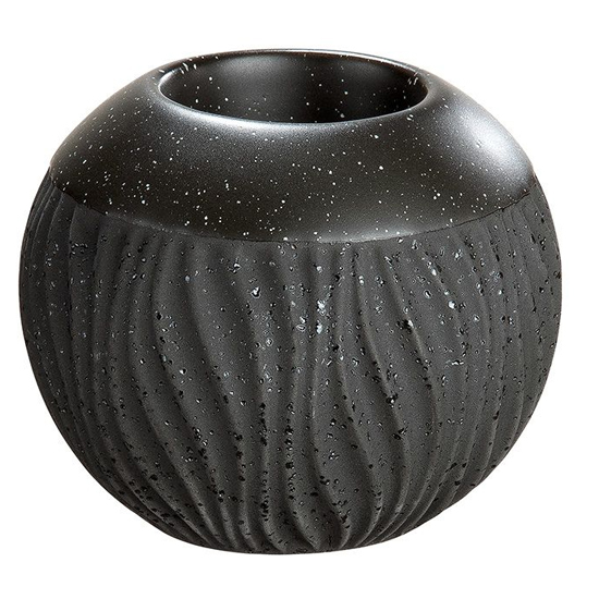 Sombre Ceramic Candleholder In Antique Black