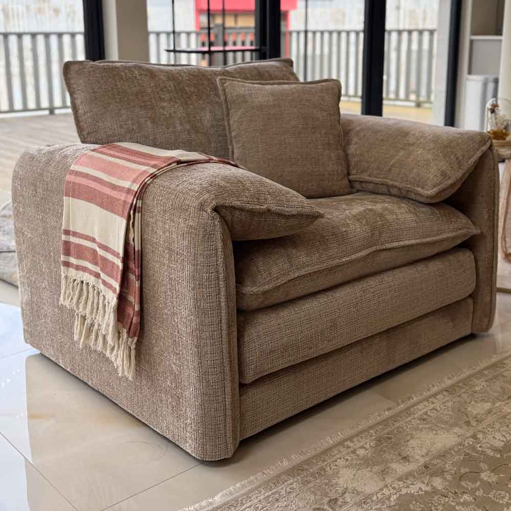 Somera Fabric 1 Seater Sofa in Beige