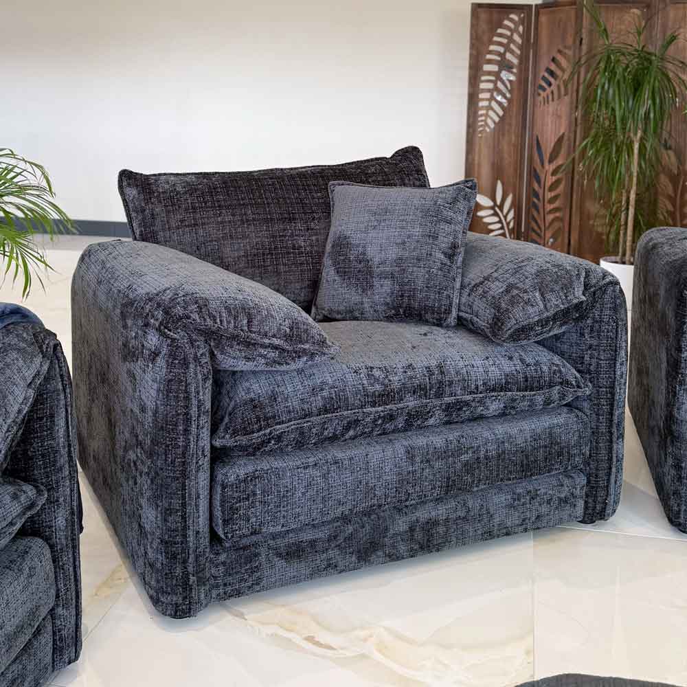 Somera Fabric 1 Seater Sofa in Black