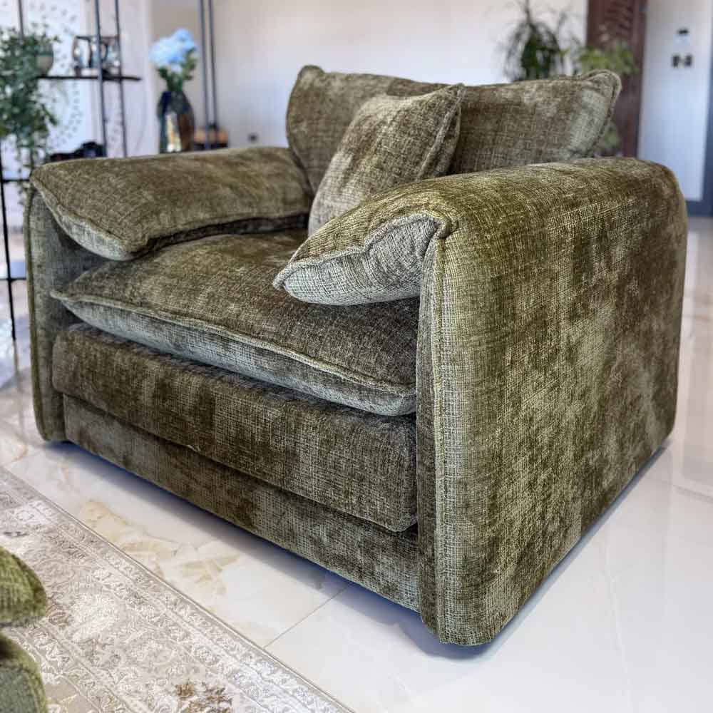 Somera Fabric 1 Seater Sofa in Green