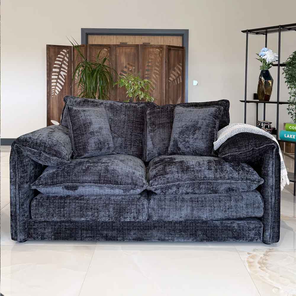Somera Fabric 2 Seater Sofa in Black