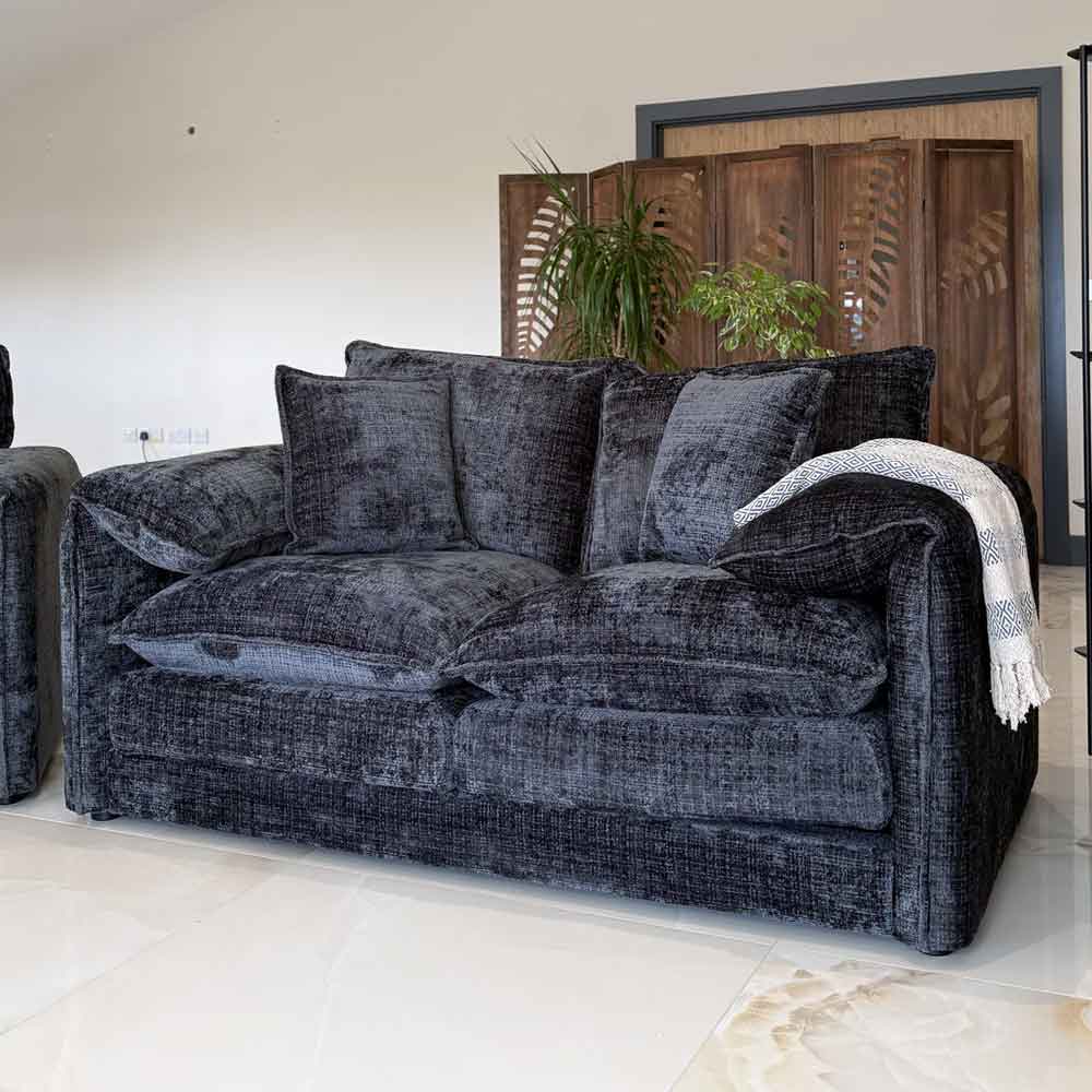 Somera Fabric 2 Seater Sofa in Black