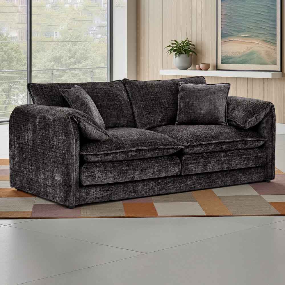 Somera Fabric 3+2 Seater Sofa Set in Black