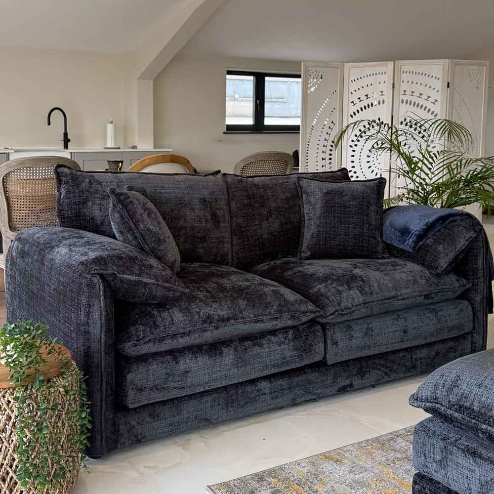 Somera Fabric 3+2 Seater Sofa Set in Black