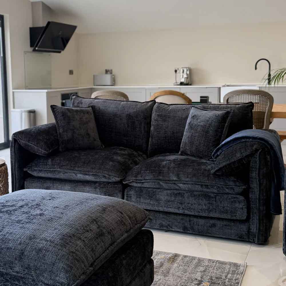 Somera Fabric 3+2 Seater Sofa Set in Black