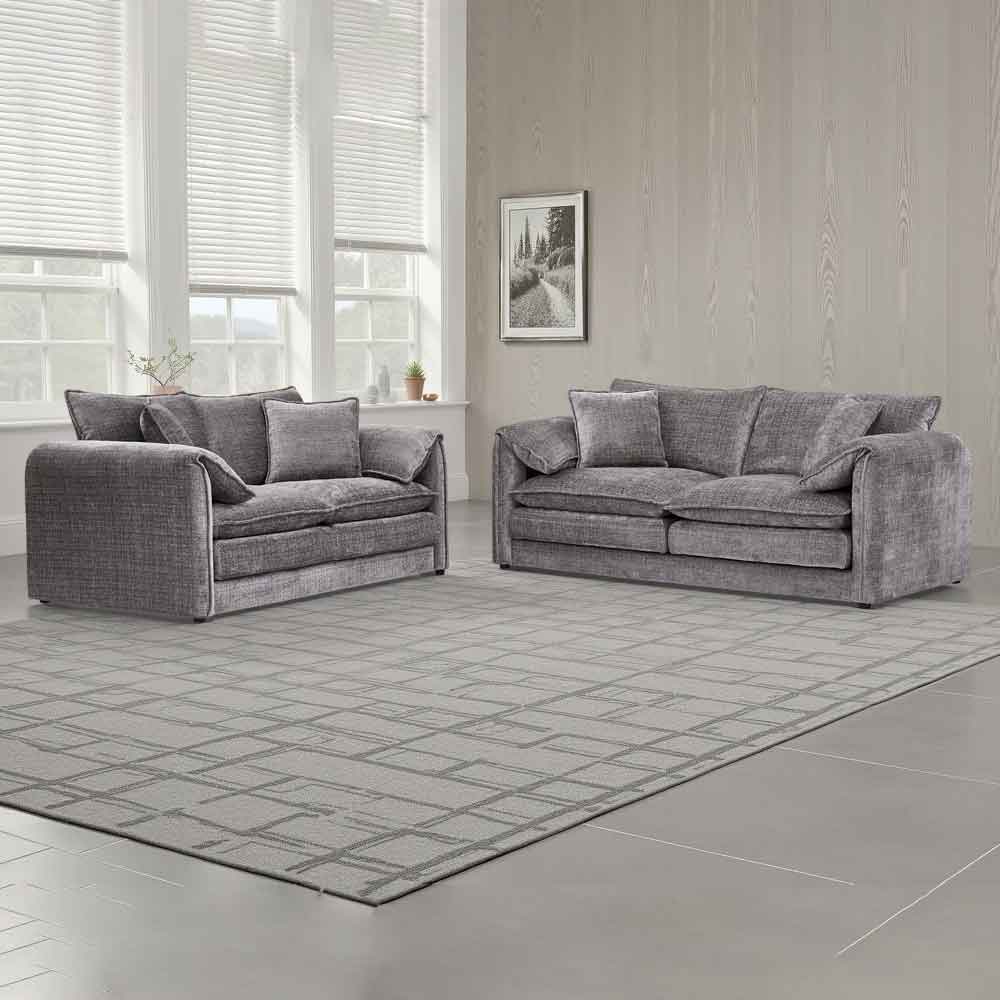 Somera Fabric 3+2 Seater Sofa Set in Grey