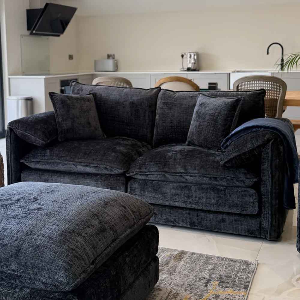 Somera Fabric 3 Seater Sofa in Black