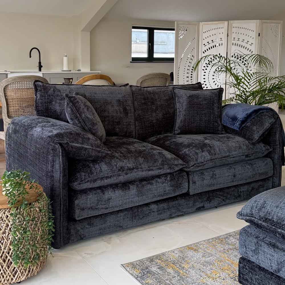 Somera Fabric 3 Seater Sofa in Black