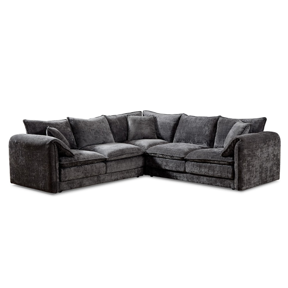 Somera Fabric Corner Sofa in Black