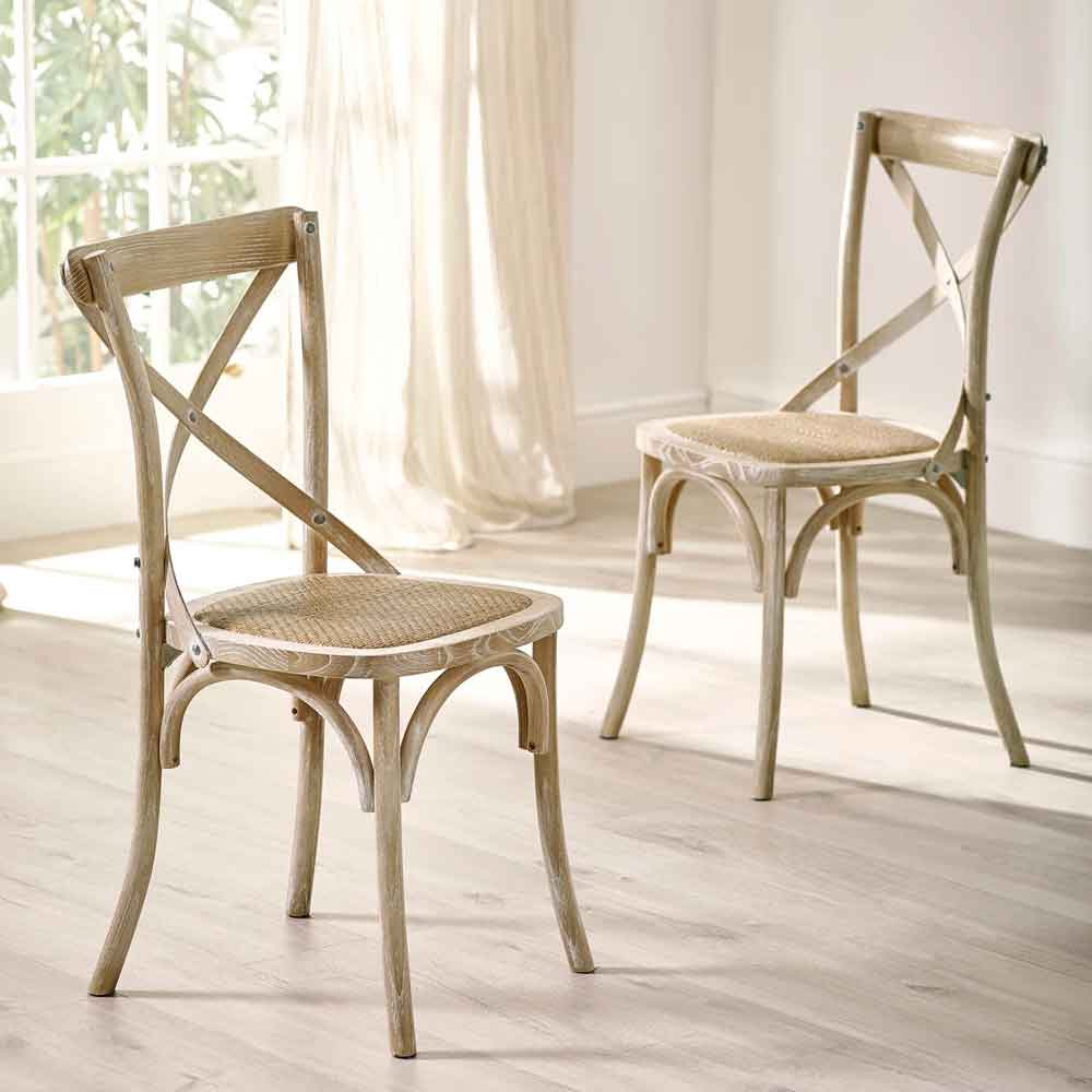somerton brown wooden dining chairs with rattan seat in pair-image-132485