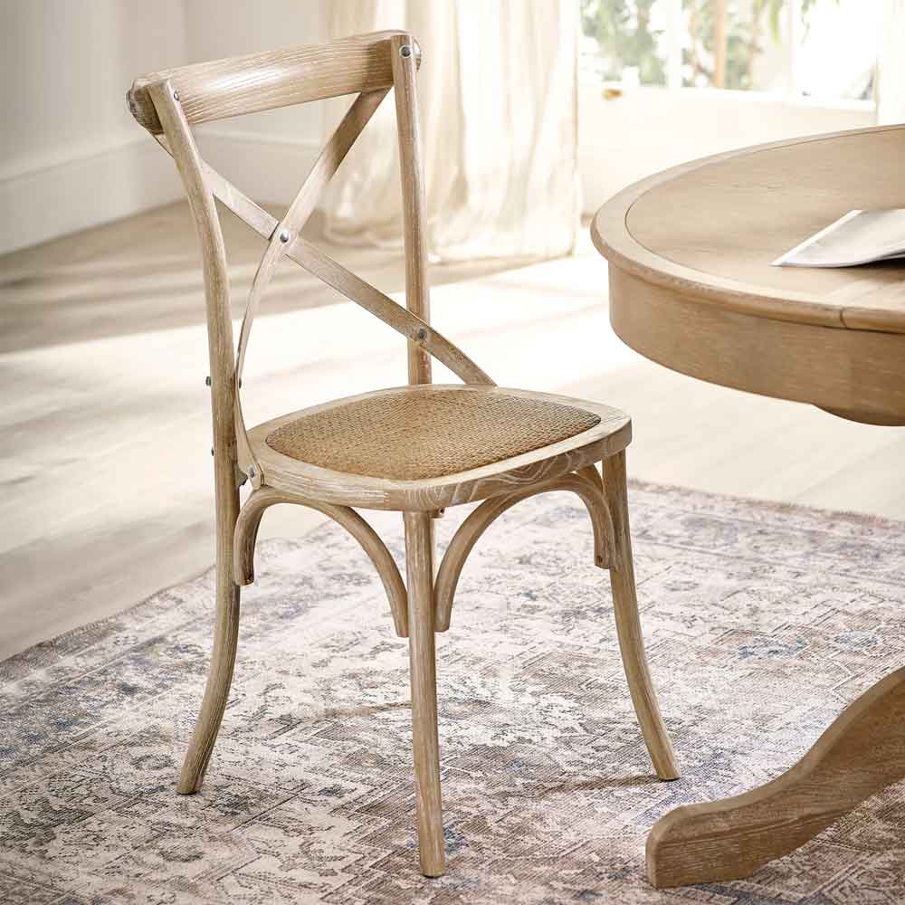Somerton Brown Wooden Dining Chairs with Rattan Seat in Pair