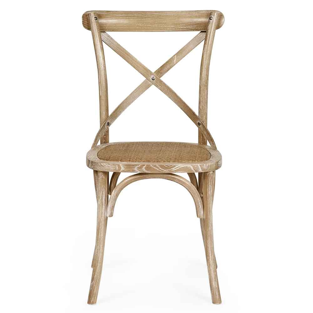 Somerton Brown Wooden Dining Chairs with Rattan Seat in Pair