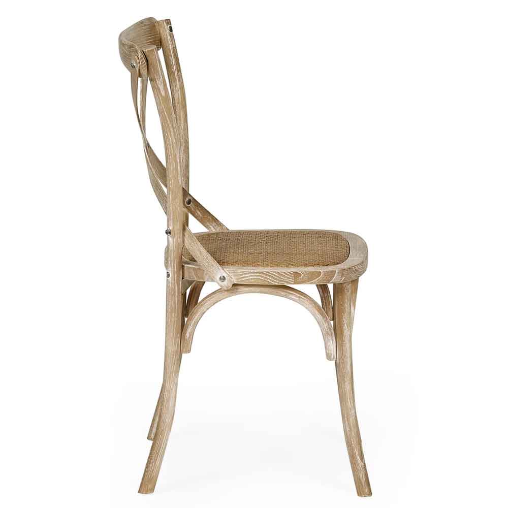 Somerton Brown Wooden Dining Chairs with Rattan Seat in Pair