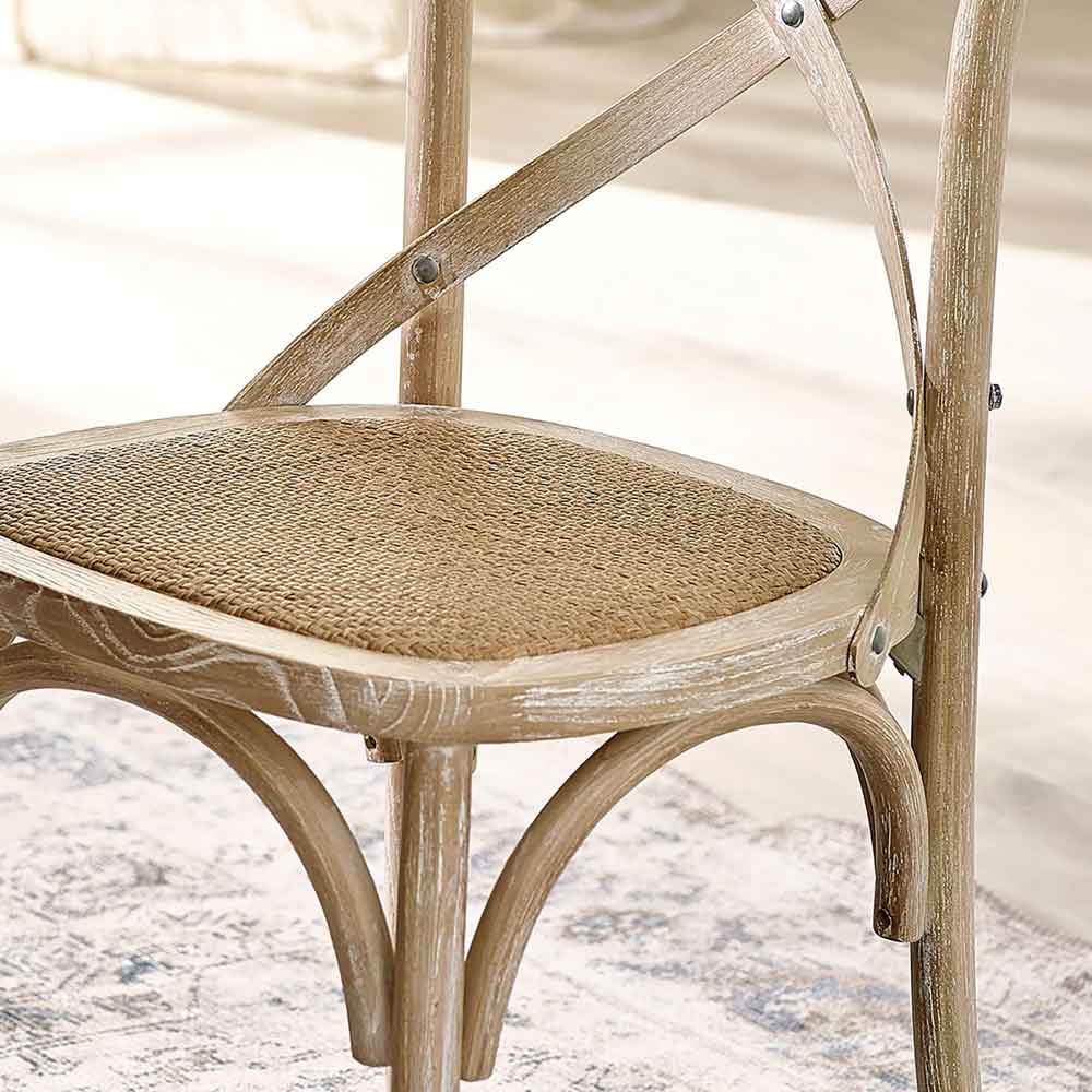 Somerton Brown Wooden Dining Chairs with Rattan Seat in Pair
