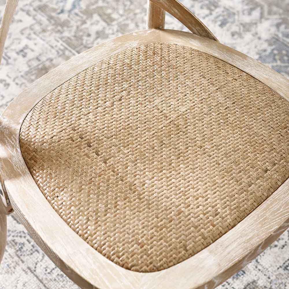 Somerton Brown Wooden Dining Chairs with Rattan Seat in Pair