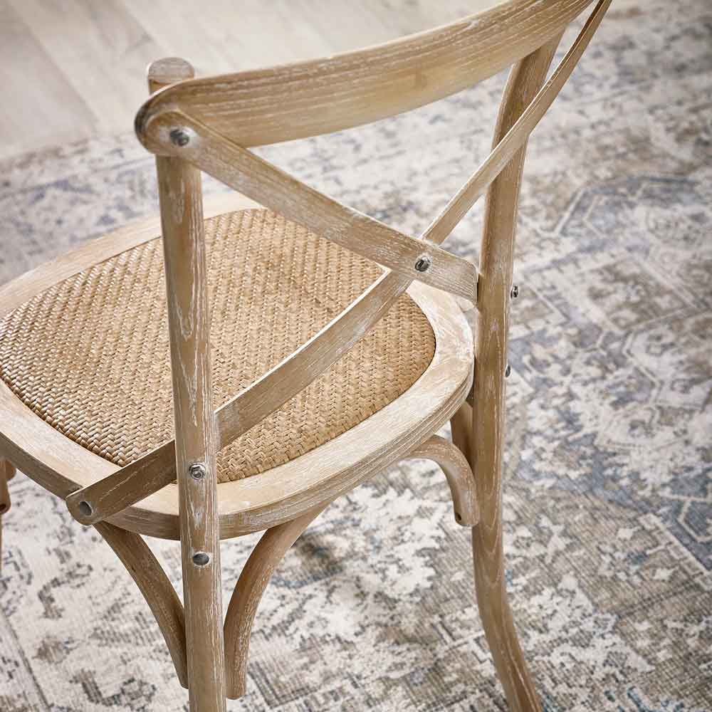 Somerton Brown Wooden Dining Chairs with Rattan Seat in Pair