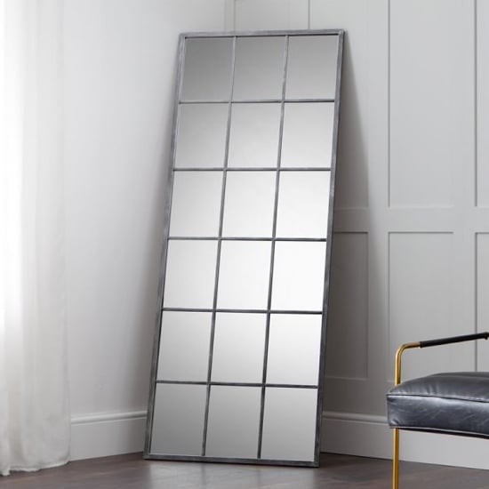 Product photograph of Sabelle Large Window Dressing Mirror In Pewter from Furniture in Fashion