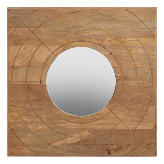 Sonar Square Wall Bedroom Mirror In Natural Wooden Frame Furniture in