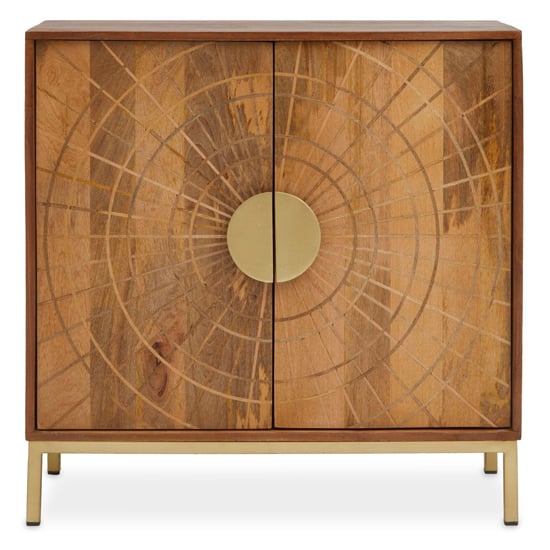 Photo of Sonar wooden sideboard with 2 doors in natural and gold