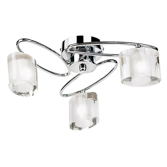 Sonata 3 Lights Crystal Semi Flush Ceiling Light In Chrome