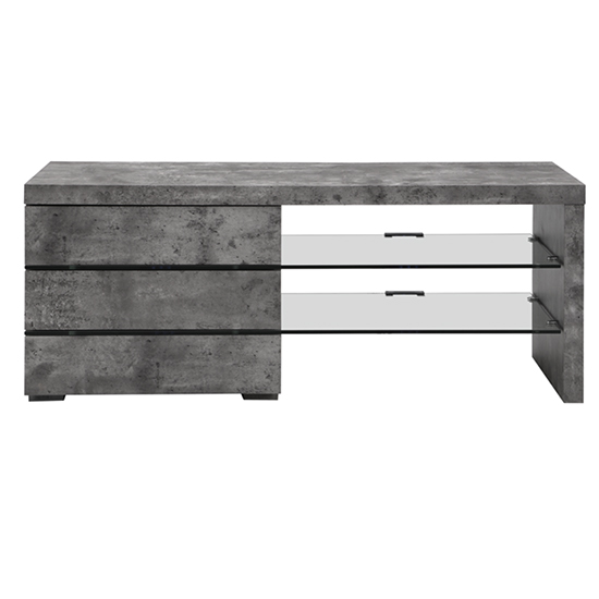 Sonia Wooden TV Stand In Concrete Effect With LED Lighting_4