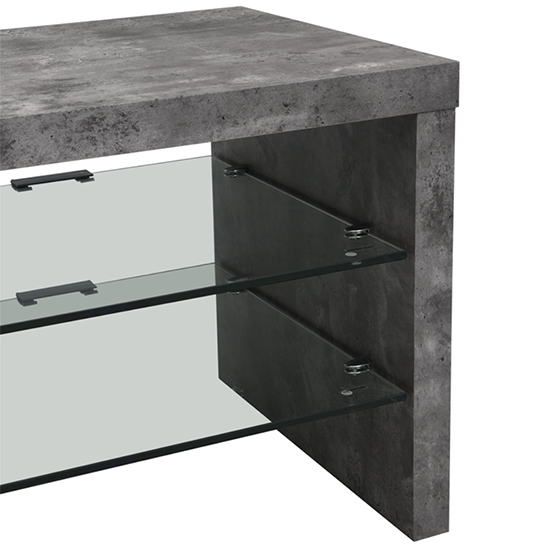 Sonia Wooden TV Stand In Concrete Effect With LED Lighting_6