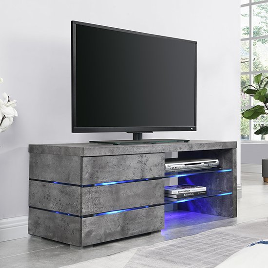 Sonia wooden tv stand in concrete effect with led lighting £169.95 go
