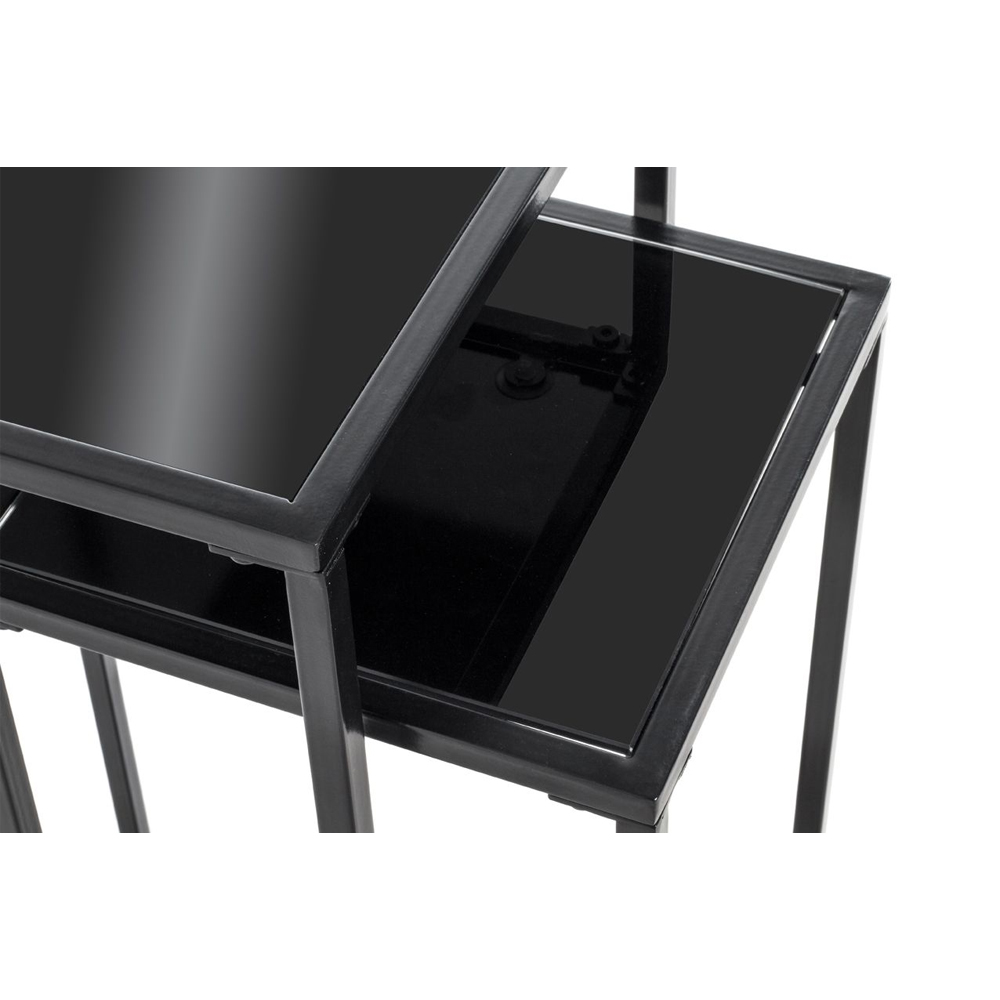 Sonora Black Glass Set Of 2 Planter With Steel Frame