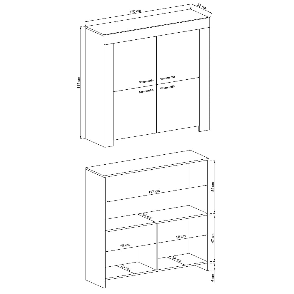 Sonora Wooden Storage Cabinet With 4 Doors In Riviera Oak