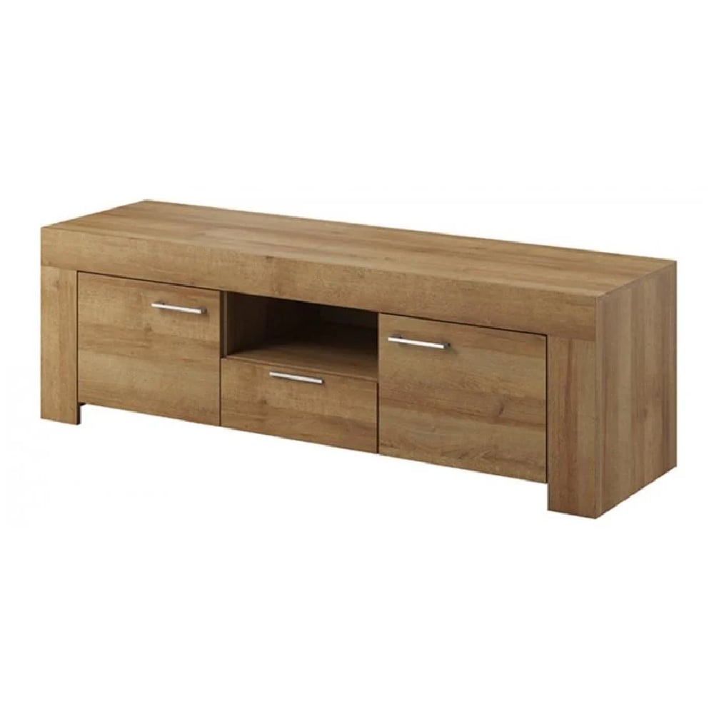 Sonora Wooden TV Stand With Wall Shelf In Riviera Oak