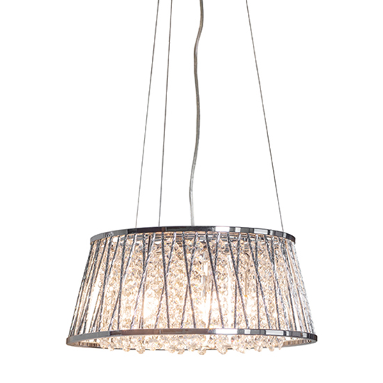 Sophia 5 Lights Clear Crystal Ceiling Pendant Light In Chrome