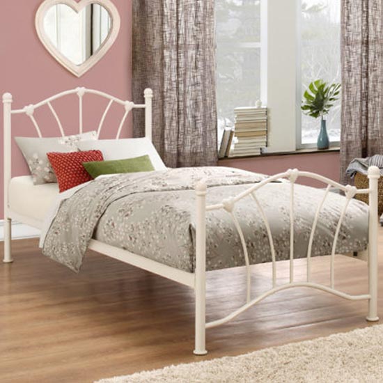 Sophia Steel Single Bed In Cream