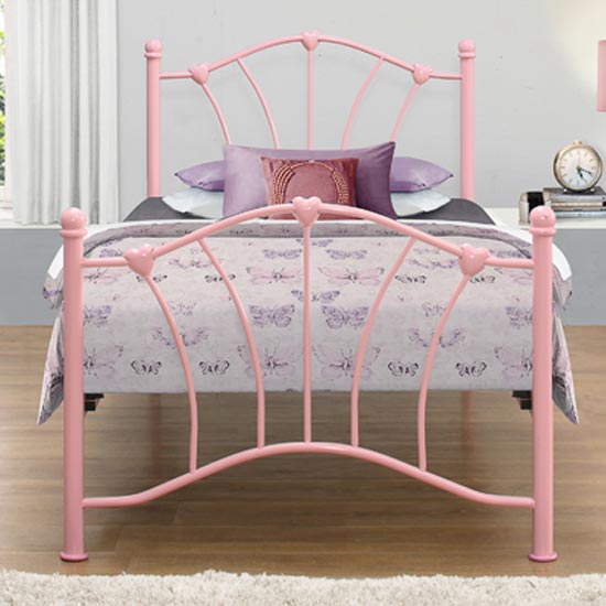 Sophia Steel Single Bed In Pink_2