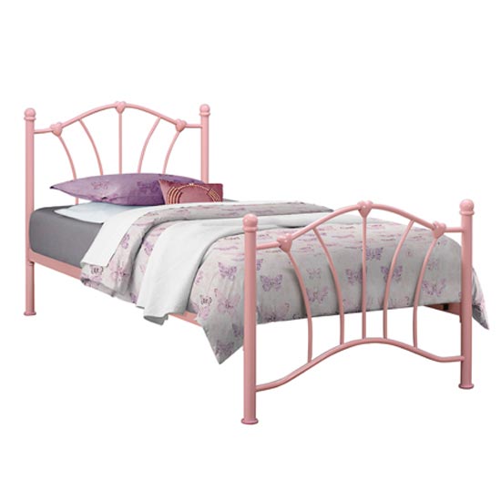 Sophia Steel Single Bed In Pink_3