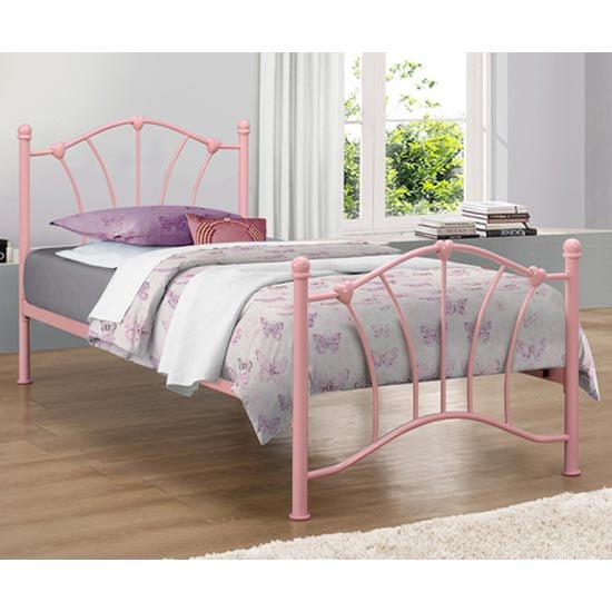 Sophia Steel Single Bed In Pink