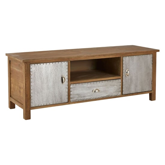 Read more about Sophia wooden tv stand with 2 doors and 1 drawer in natural