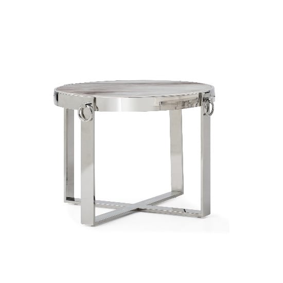 Read more about Sophie marble end table with polished stainless steel frame