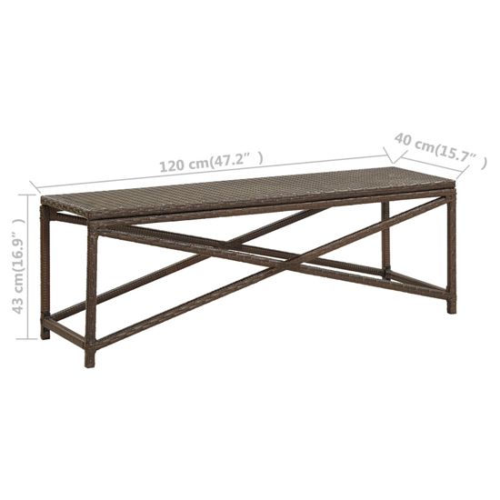Sophiya 120cm Poly Rattan Garden Seating Bench In Brown