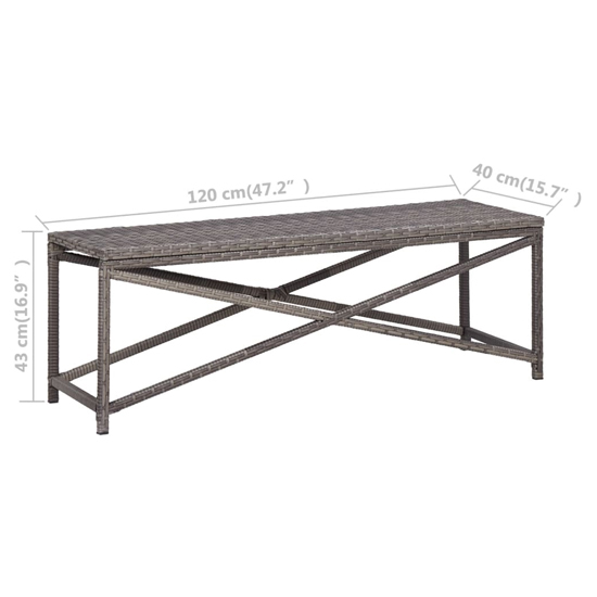 Sophiya 120cm Poly Rattan Garden Seating Bench In Grey