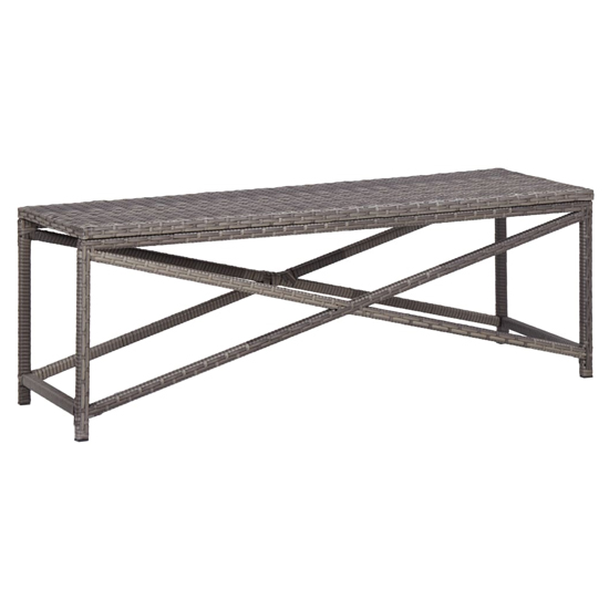 Photo of Sophiya 120cm poly rattan garden seating bench in grey