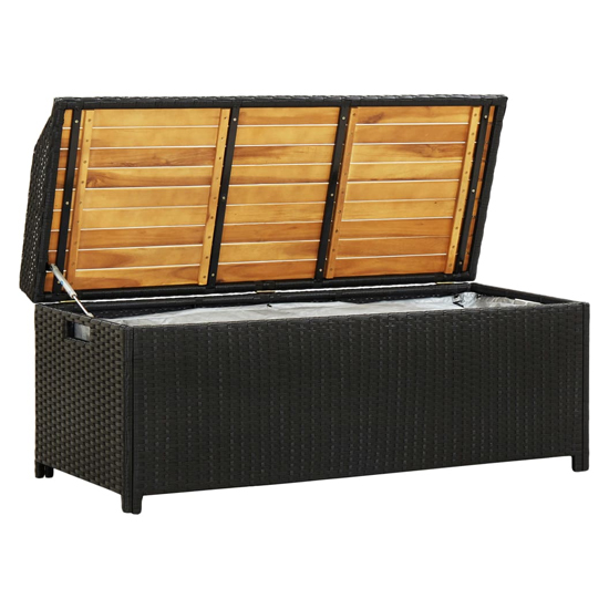Sophiya Poly Rattan Garden Storage Seating Bench In Black