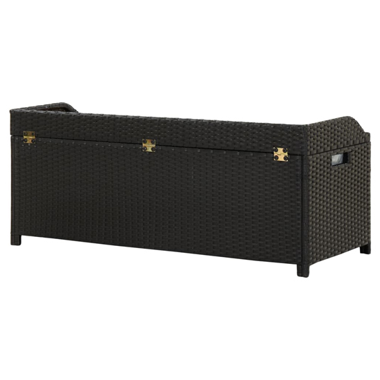 Sophiya Poly Rattan Garden Storage Seating Bench In Black